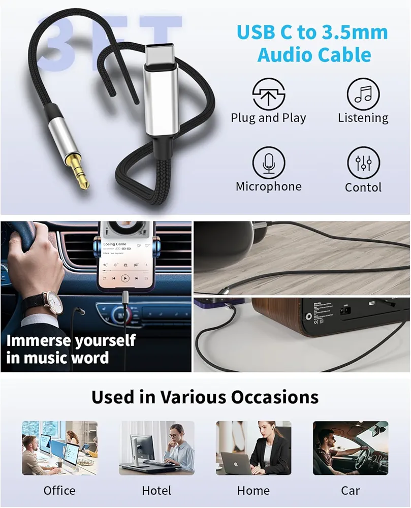 وصلة AUX تايب سي  للسيارة